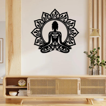 Meditation Vibes – Metal Buddha Wall Accent (24")INCH | Customizable