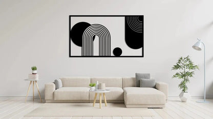 Urban Arcs – Abstract Geometric Wall Frame (21X36") INCH| Customizable