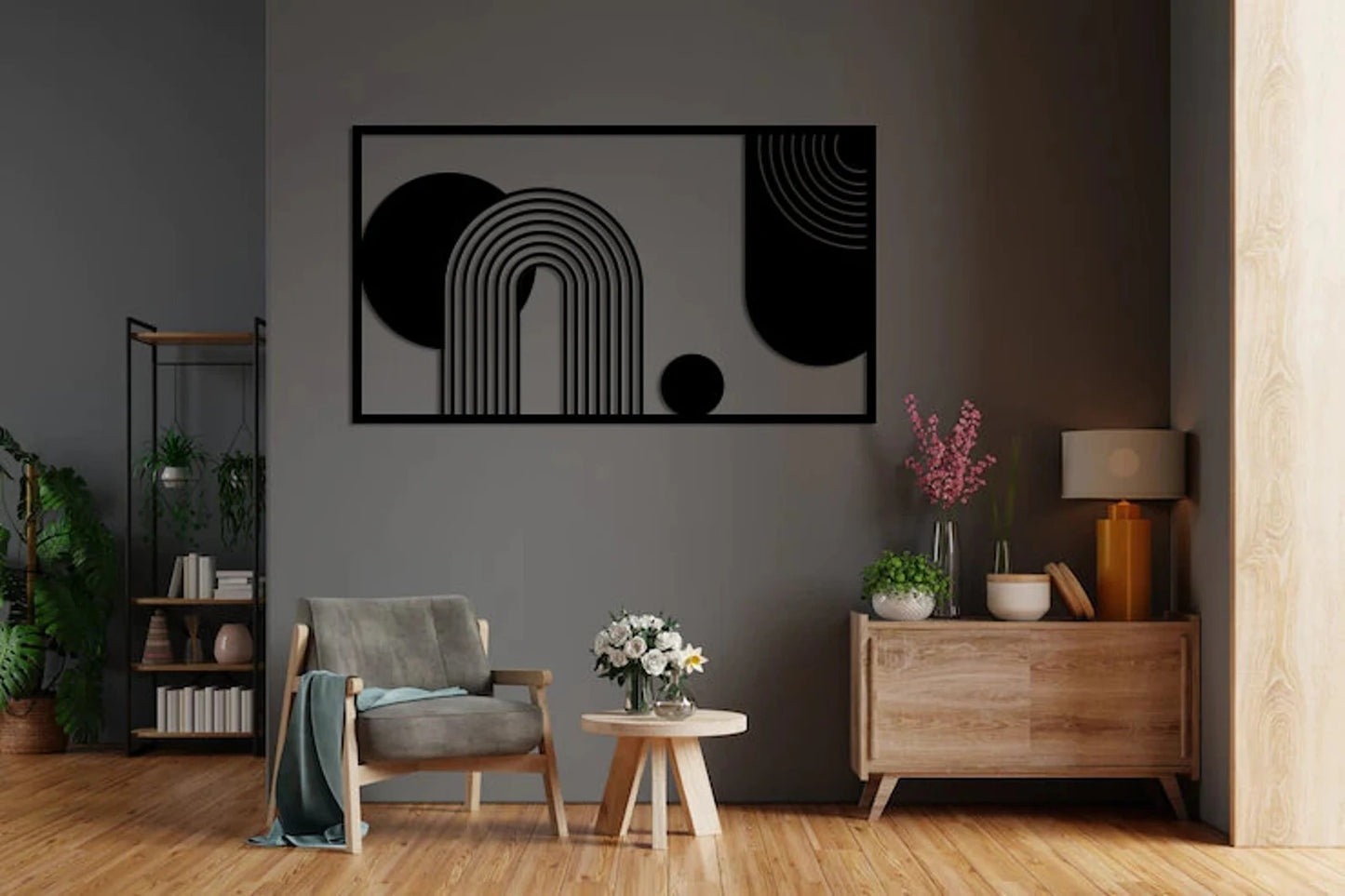 Urban Arcs – Abstract Geometric Wall Frame (21X36") INCH| Customizable