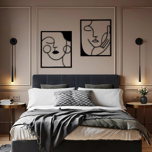 Face of Thought – Minimal Line Art Set Of-2 (19X22)"| Customizable