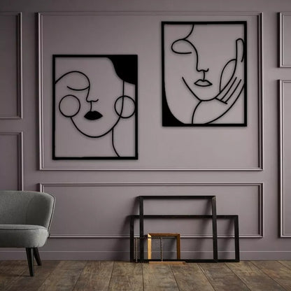 Face of Thought – Minimal Line Art Set Of-2 (19X22)"| Customizable