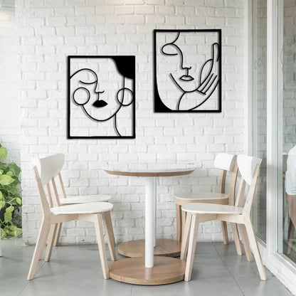 Face of Thought – Minimal Line Art Set Of-2 (19X22)"| Customizable