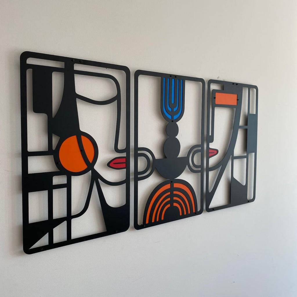 Echo Spectrum – Abstract Faces |Set of-3 (14x24)"Inch | Customizable