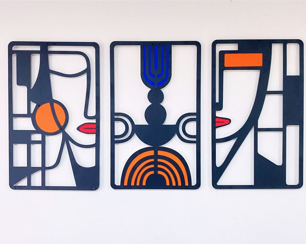 Echo Spectrum – Abstract Faces |Set of-3 (14x24)"Inch | Customizable