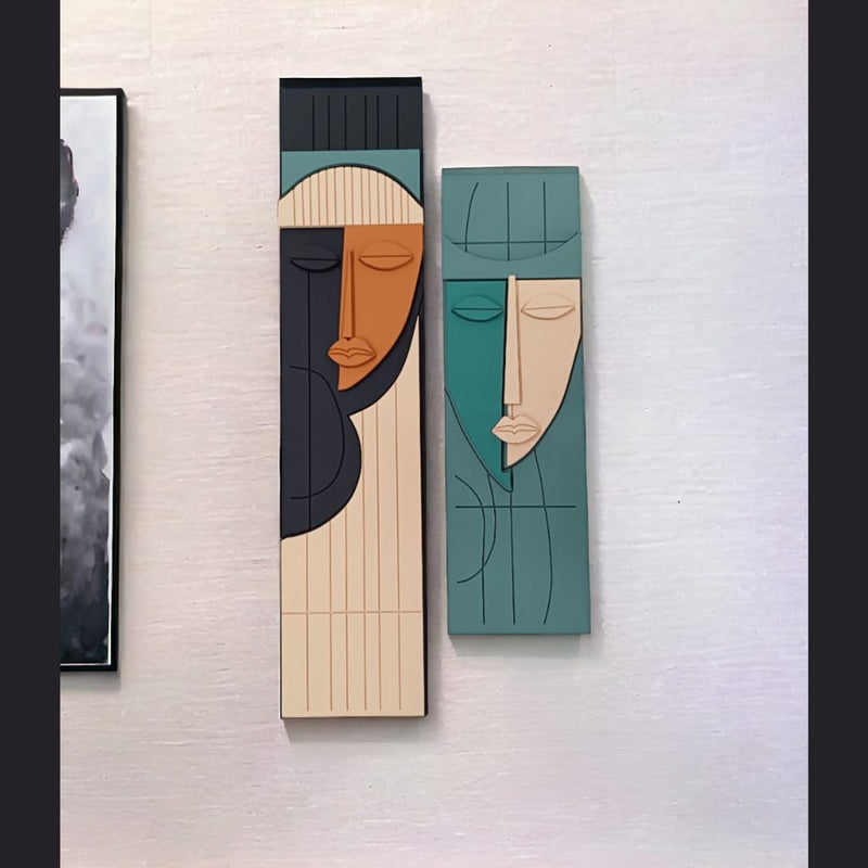 Silent Souls – Dual Face Wall Sculptures (48x11,36x10)"inches| SET of-2 | Customizable