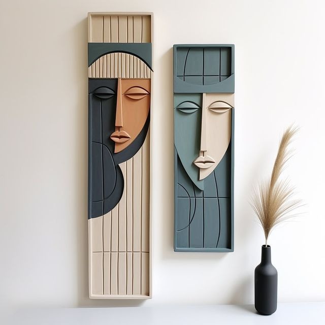 Silent Souls – Dual Face Wall Sculptures (48x11,36x10)"inches| SET of-2 | Customizable