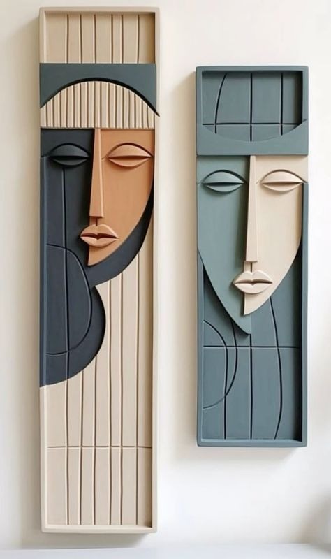 Silent Souls – Dual Face Wall Sculptures (48x11,36x10)"inches| SET of-2 | Customizable
