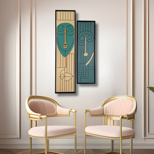 Dual Expressions – Abstract Face Art Panels-2PC (40X11,36X10)"INCH | Customizable