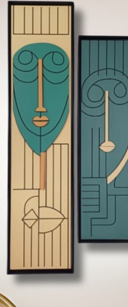 Dual Expressions – Abstract Face Art Panels-2PC (40X11,36X10)"INCH | Customizable