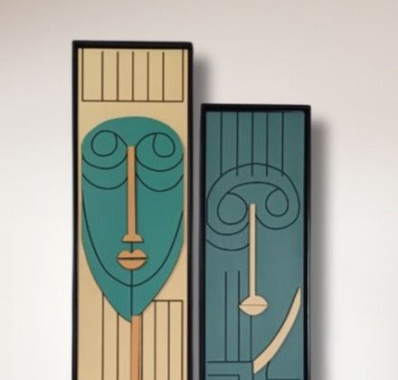 Dual Expressions – Abstract Face Art Panels-2PC (40X11,36X10)"INCH | Customizable