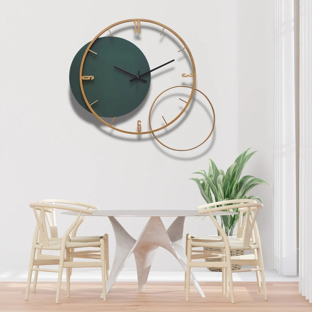Orbit Time – Dual Ring Wall Clock (24X24)"INCH | Silent quartz| Customizable