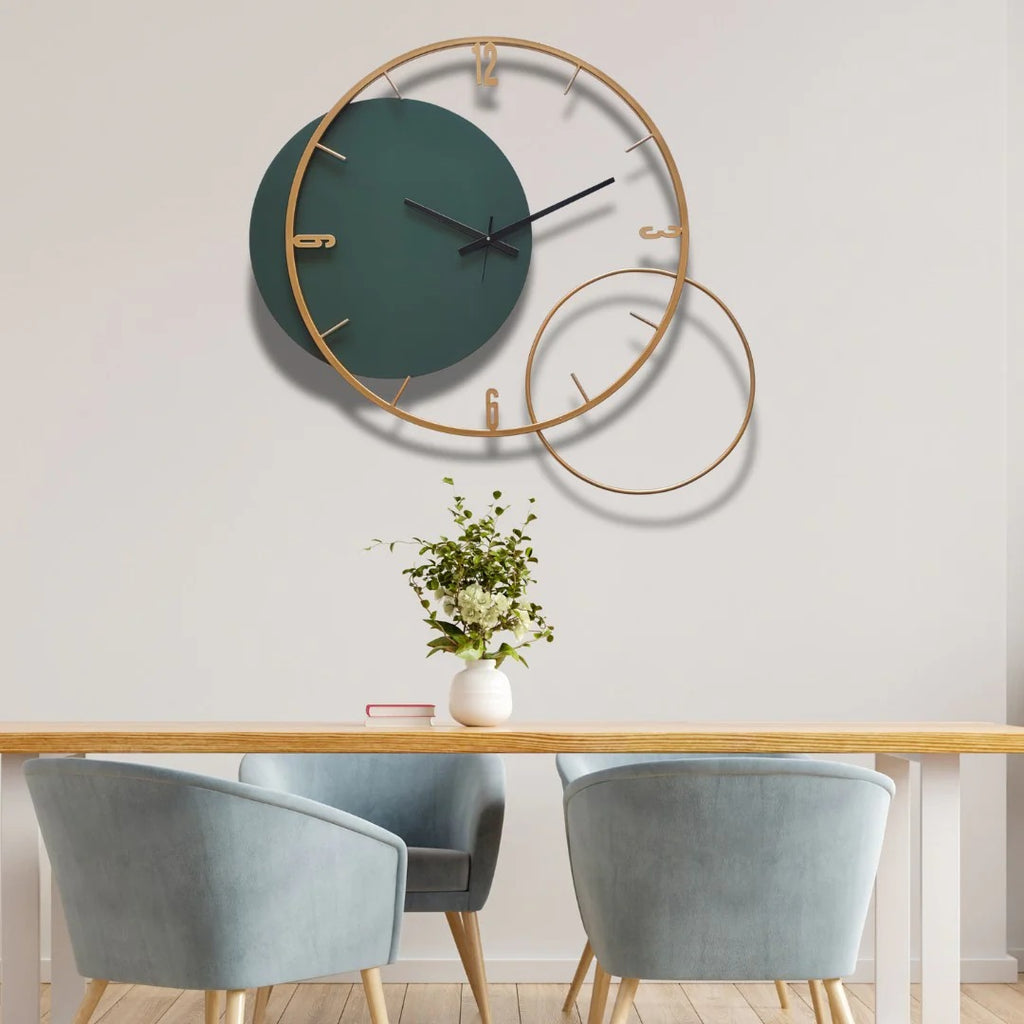 Orbit Time – Dual Ring Wall Clock (24X24)"INCH | Silent quartz| Customizable