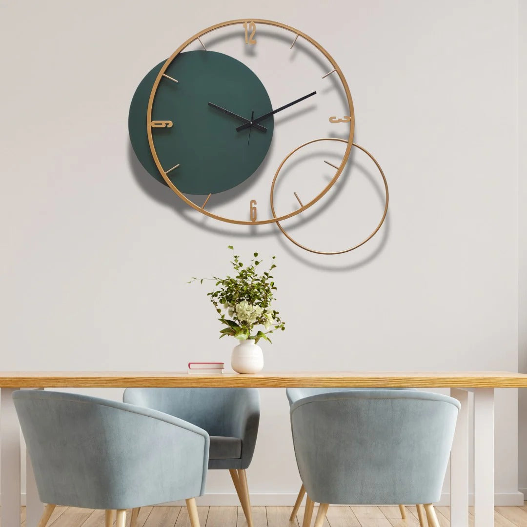 Orbit Time – Dual Ring Wall Clock (24X24)"INCH | Silent quartz| Customizable