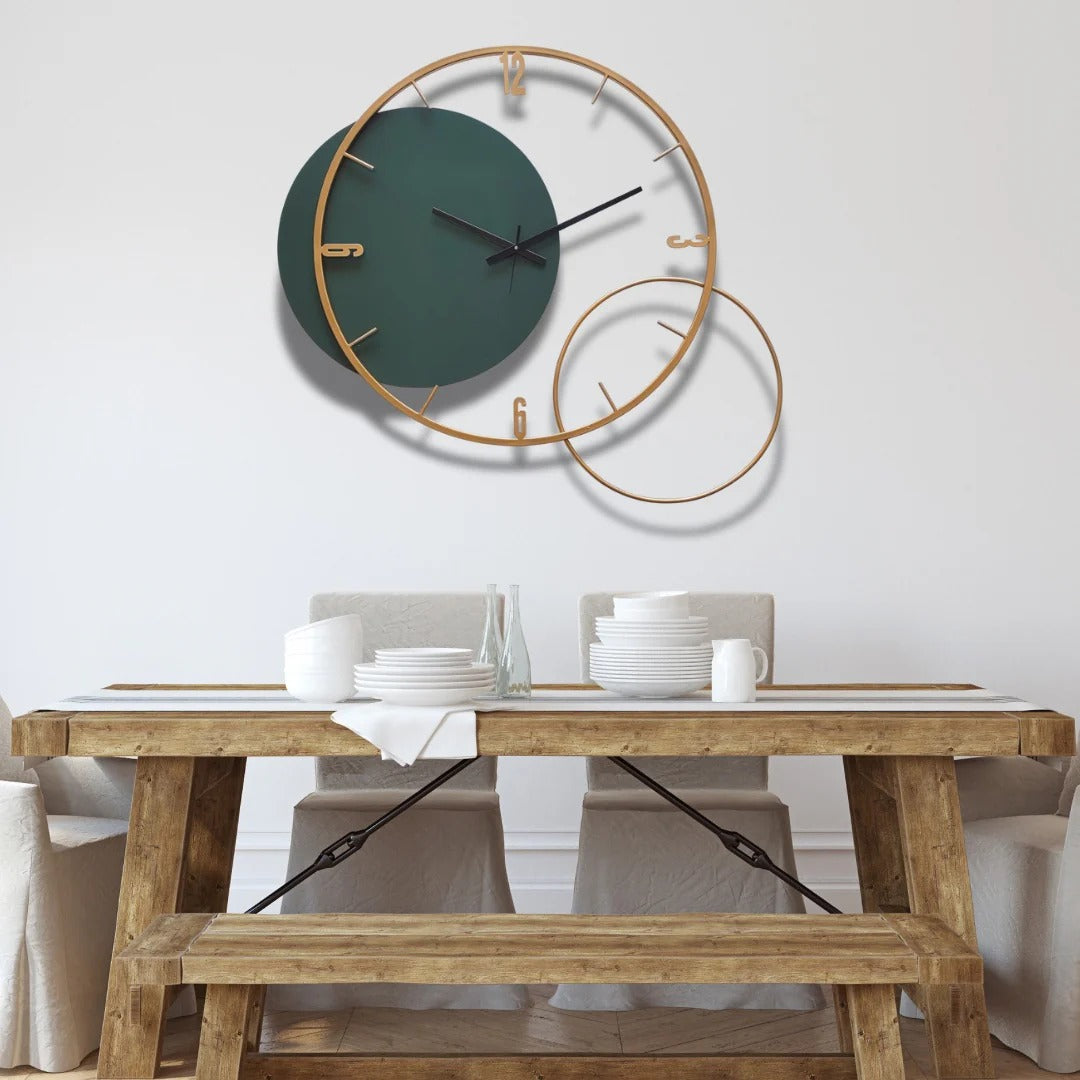 Orbit Time – Dual Ring Wall Clock (24X24)"INCH | Silent quartz| Customizable