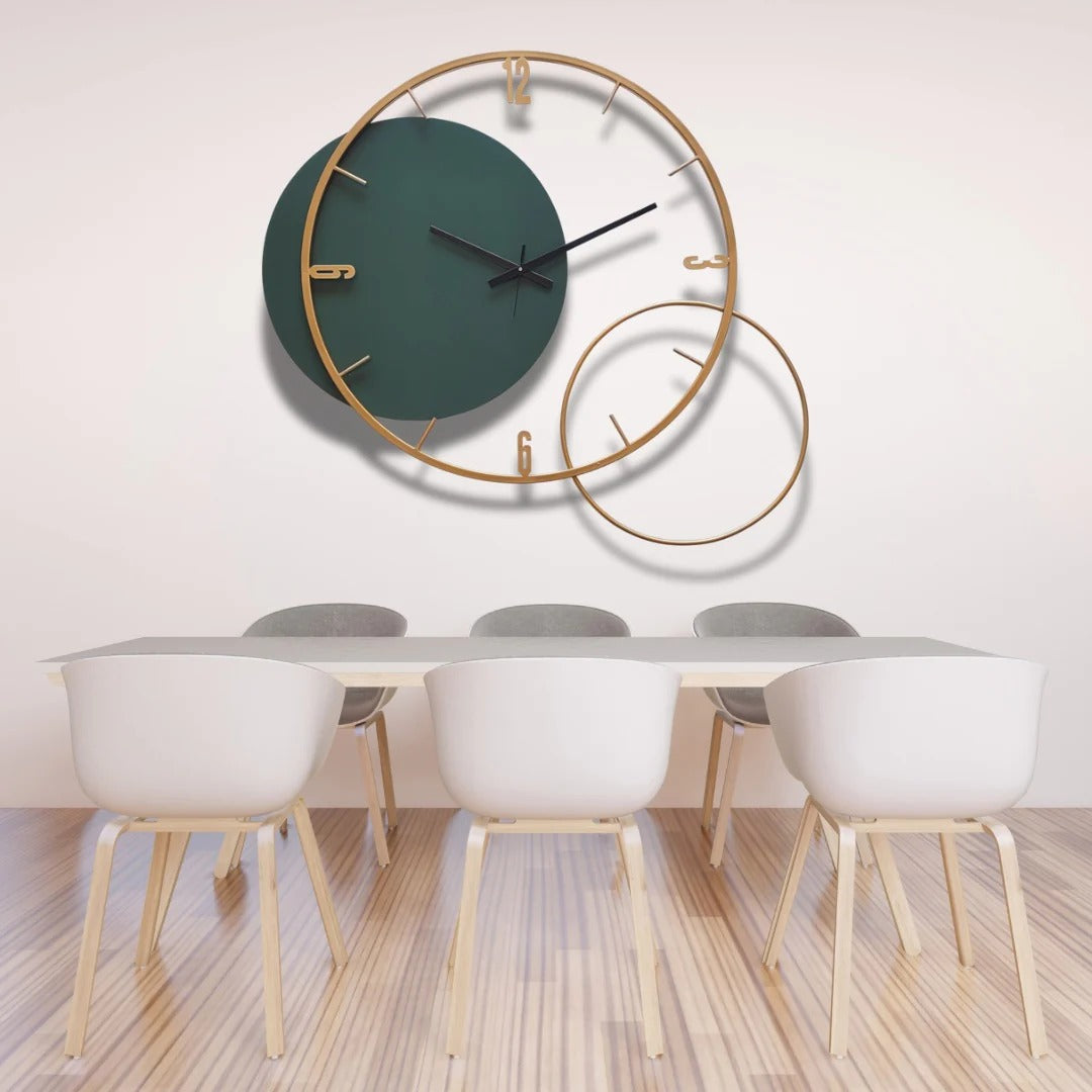 Orbit Time – Dual Ring Wall Clock (24X24)"INCH | Silent quartz| Customizable