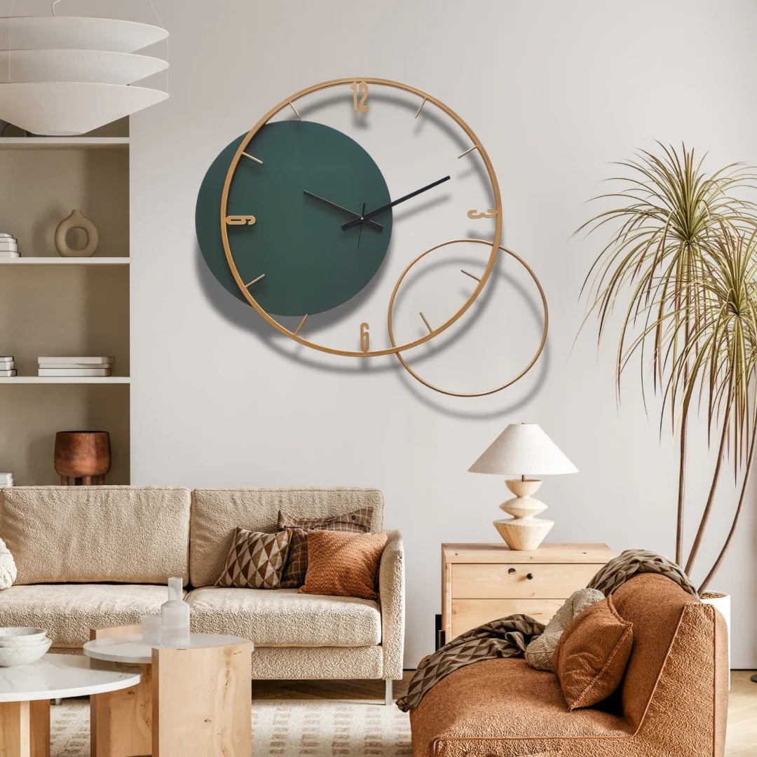 Orbit Time – Dual Ring Wall Clock (24X24)"INCH | Silent quartz| Customizable