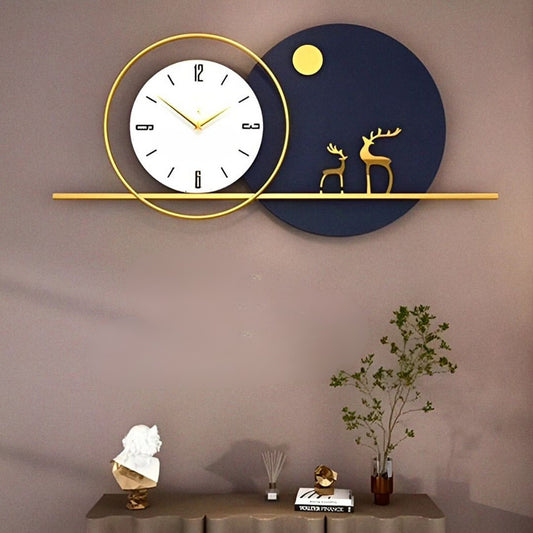 Twilight Reindeer – Luxury Wall Clock(32X15)"INCH | Silent quartz| Customizable