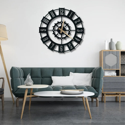 Urban Forge – Mechanical Style Clock (18",20",24") INCH | Silent quartz| Customizable