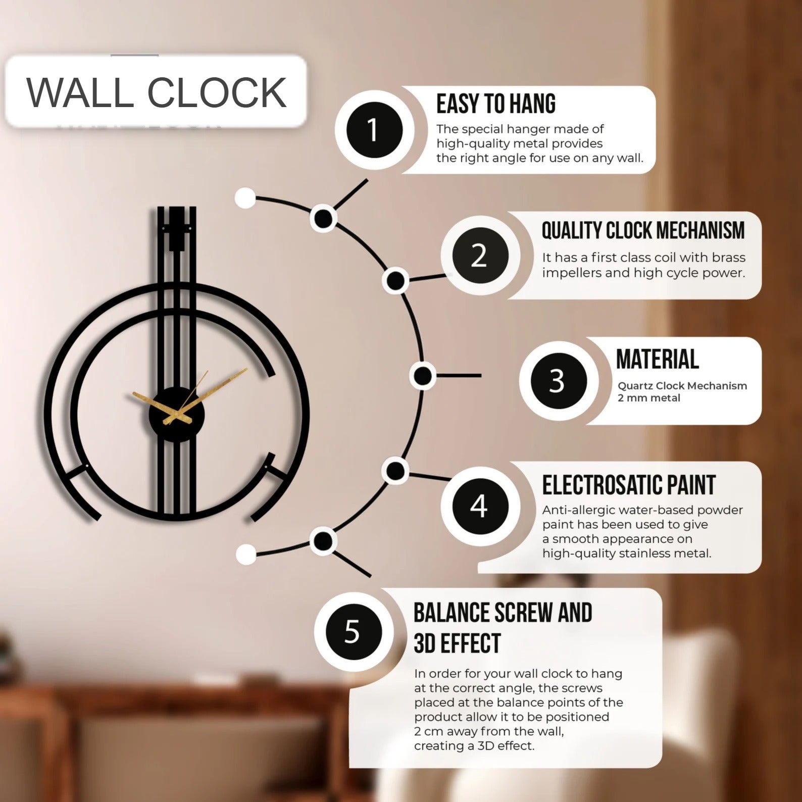 Minimalistic style Wall Clock (18"20"24") INCH| Silent quartz| Customizable
