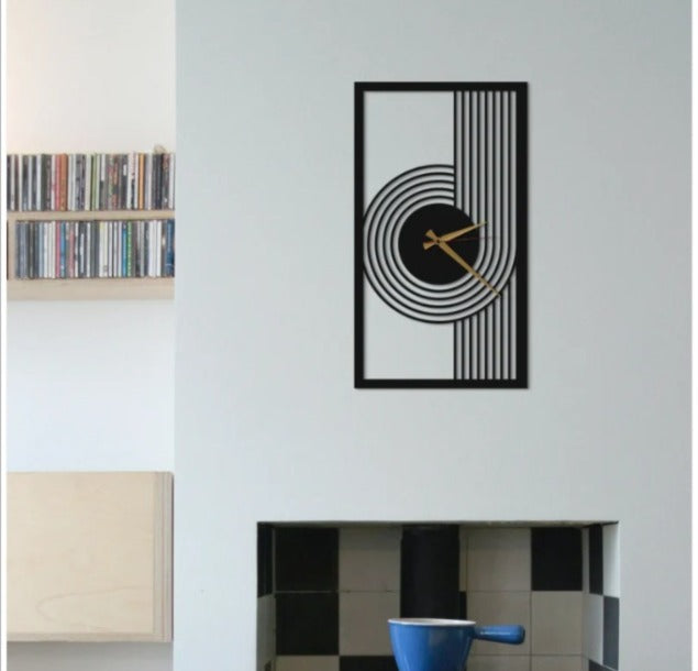 StratoCircle – Contemporary Art Clock (12X24",15X24") INCH | Silent quartz| Customizable