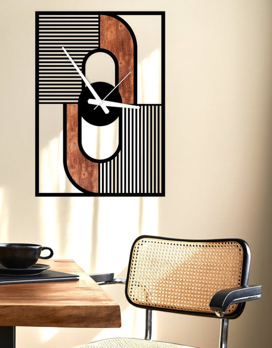 RusticFrame – Designer Wood & Line Clock(15X20",18X24)"INCH| Silent quartz| Customizable