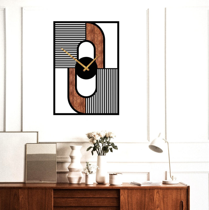 RusticFrame – Designer Wood & Line Clock(15X20",18X24)"INCH| Silent quartz| Customizable