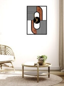 RusticFrame – Designer Wood & Line Clock(15X20",18X24)"INCH| Silent quartz| Customizable