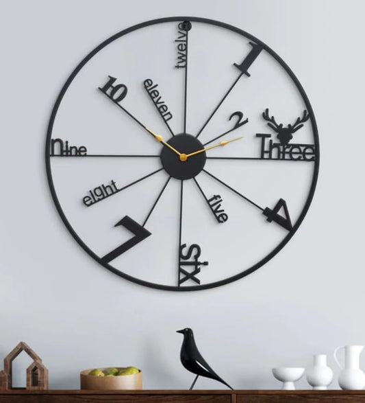 Stag Dial – Designer Wall Clock with Deer Emblem (18",20"24") INCH| Silent quartz| Customizable