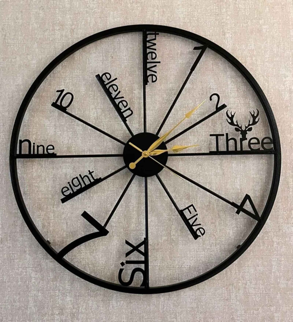 Designer Wall Clock with Deer Emblem (18",20"24") INCH| Silent quartz| Customizable