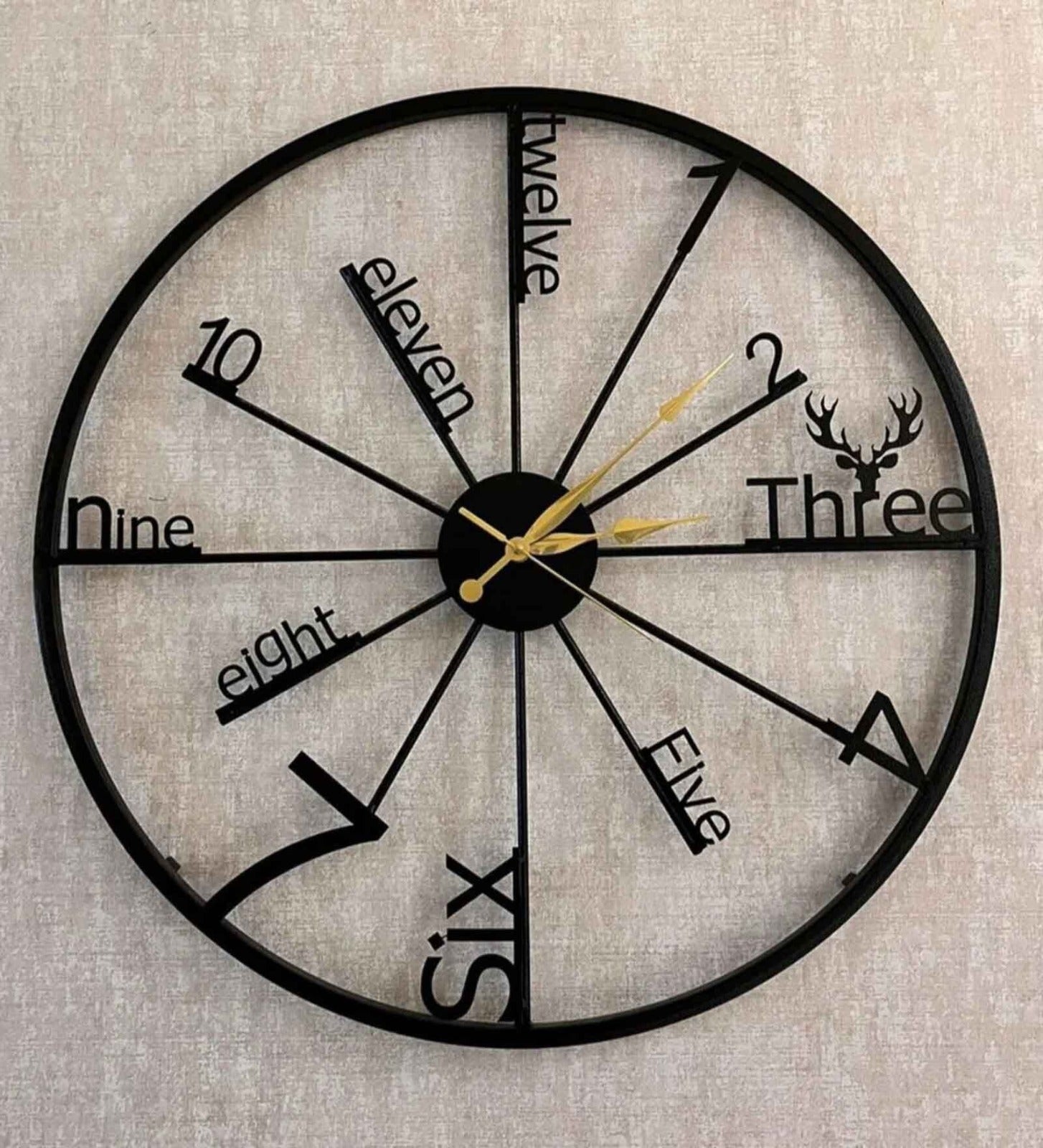 Designer Wall Clock with Deer Emblem (18",20"24") INCH| Silent quartz| Customizable