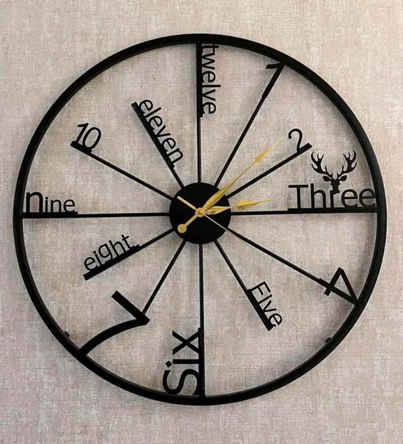 Designer Wall Clock with Deer Emblem (18",20"24") INCH| Silent quartz| Customizable