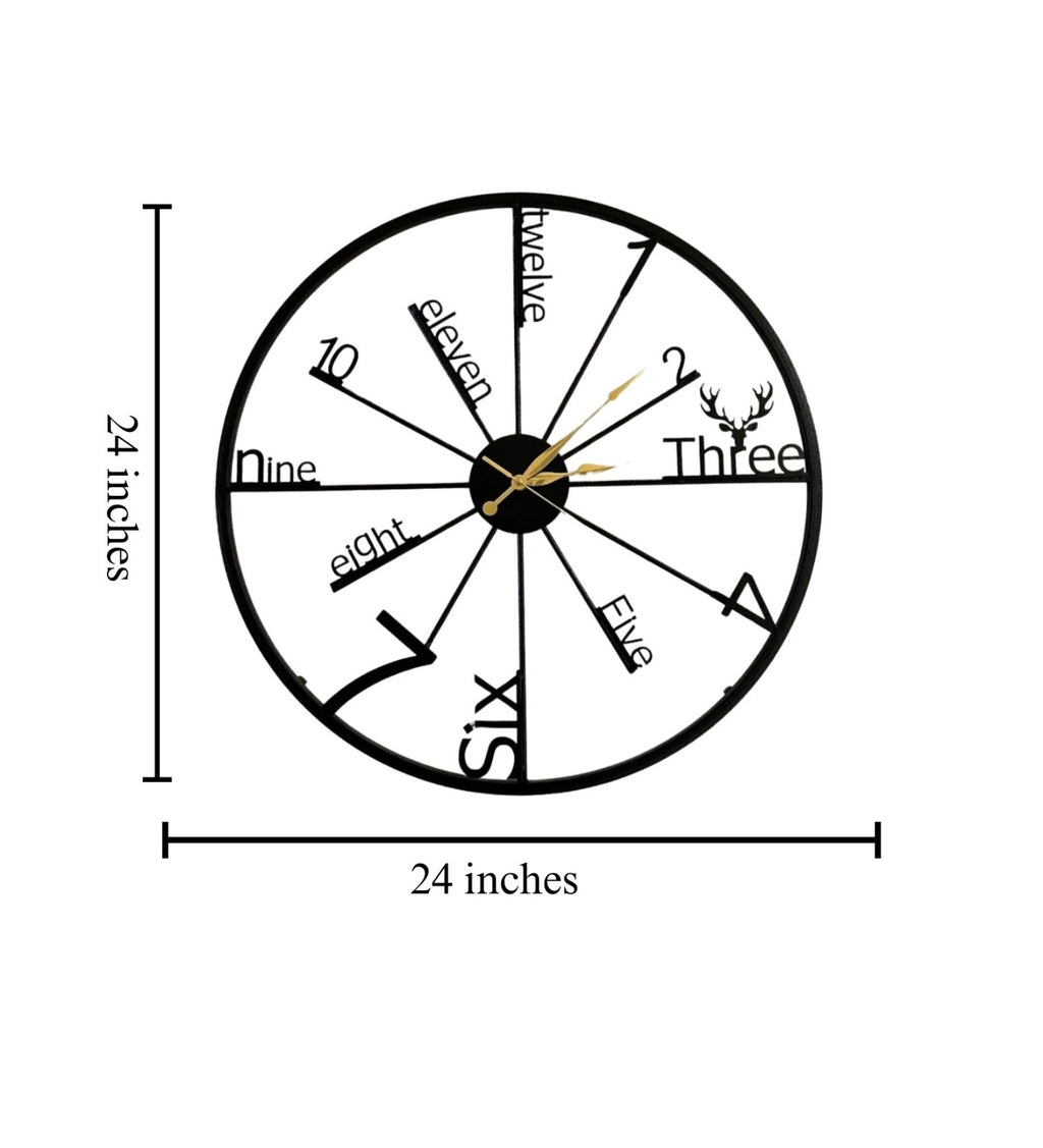 Designer Wall Clock with Deer Emblem (18",20"24") INCH| Silent quartz| Customizable