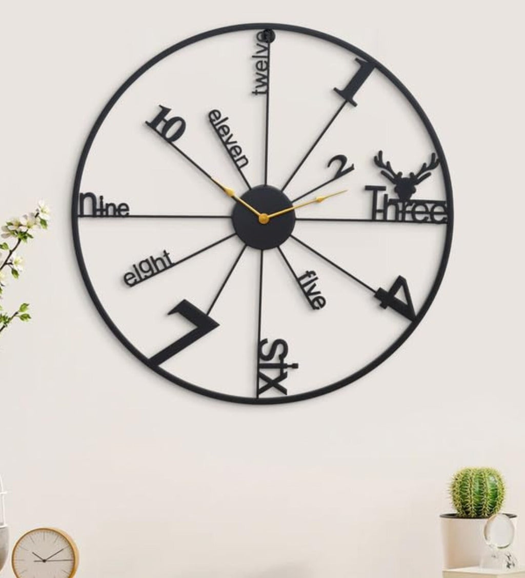 Designer Wall Clock with Deer Emblem (18",20"24") INCH| Silent quartz| Customizable