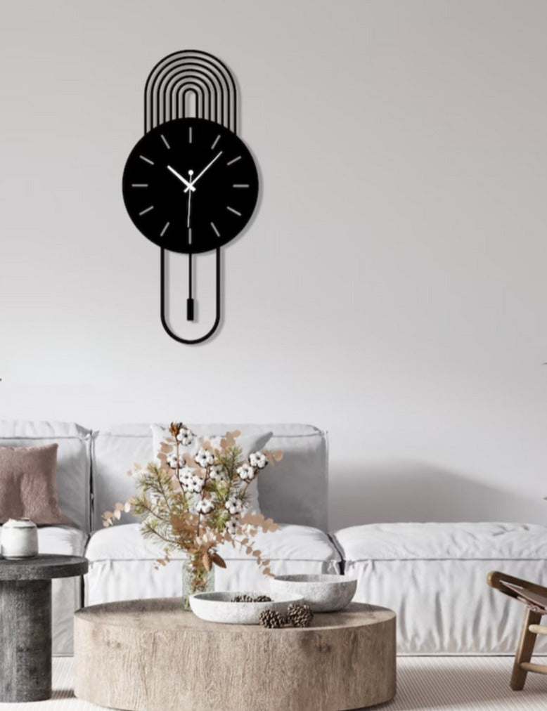 BlackArc – Bold Curve Clock (15X32"),(17X36") INCH | Silent quartz| Customizable