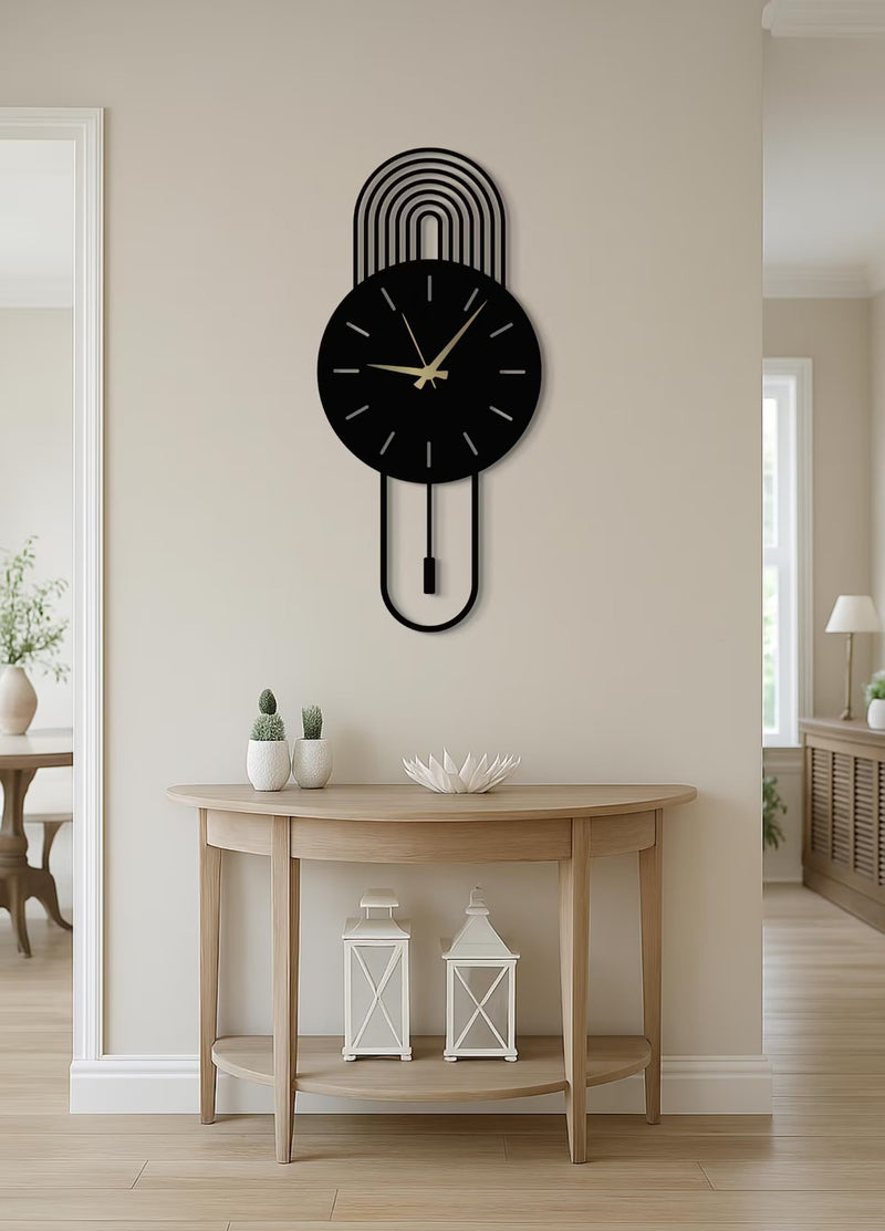 BlackArc – Bold Curve Clock (15X32"),(17X36") INCH | Silent quartz| Customizable