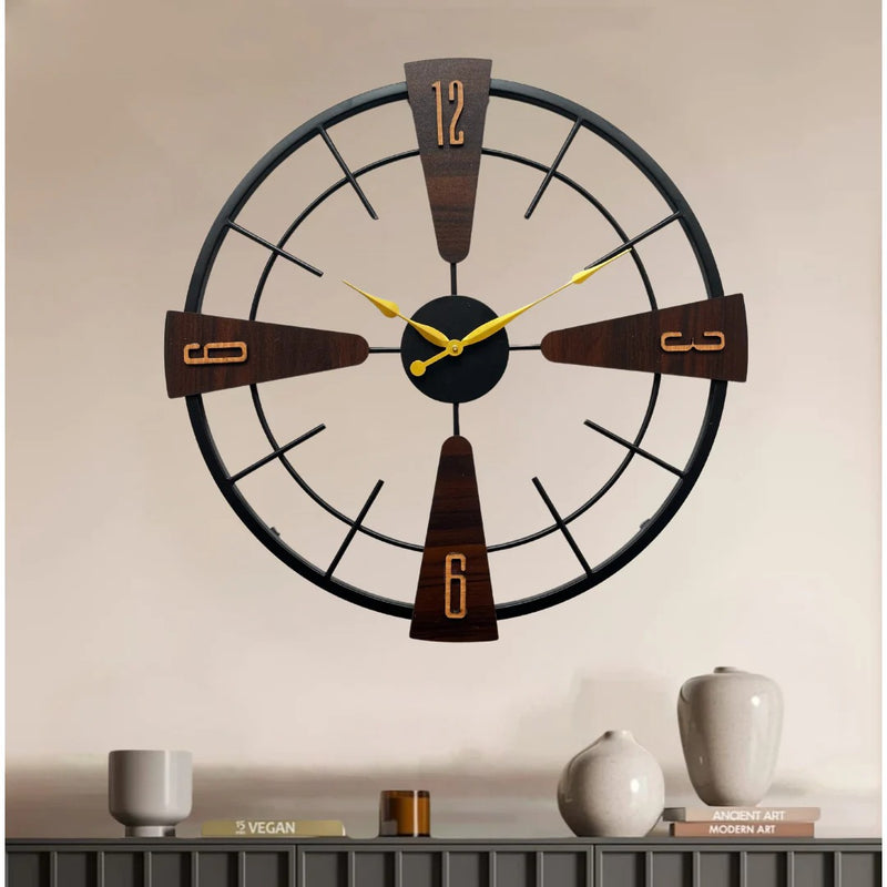 RetroBeam – Wood & Metal Wall Clock (18",20"24") INCH| Silent quartz| Customizable