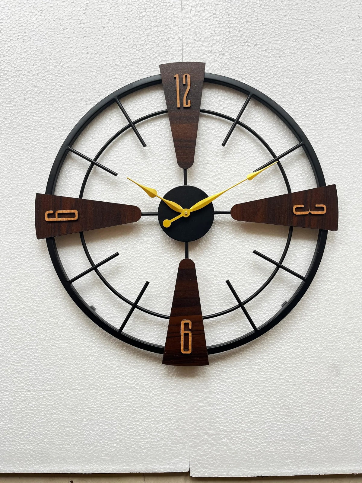 RetroBeam – Wood & Metal Wall Clock (18",20"24") INCH| Silent quartz| Customizable