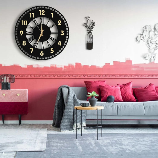 Vintage Modern – Roman Fusion Clock (18",20"24") INCH| Silent quartz| Customizable