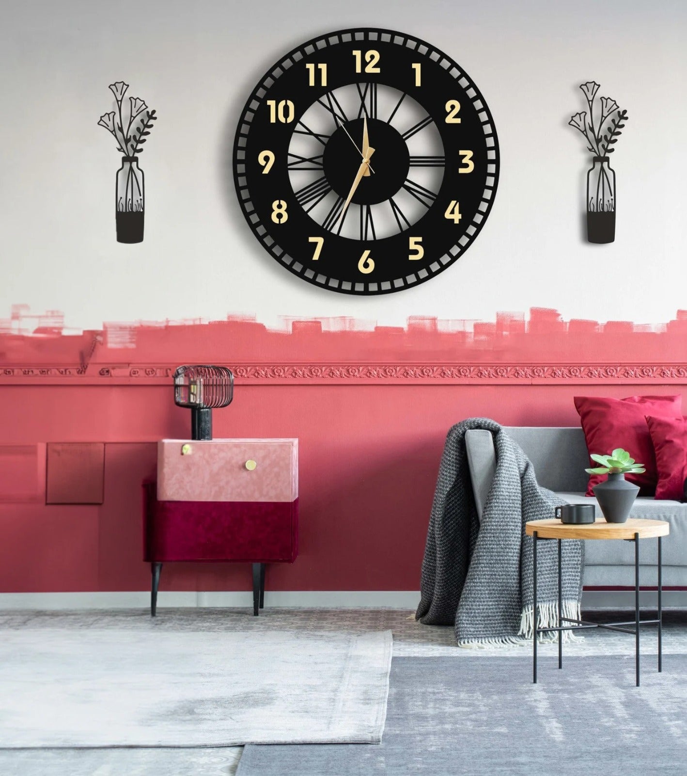 Vintage Modern – Roman Fusion Clock (18",20"24") INCH| Silent quartz| Customizable
