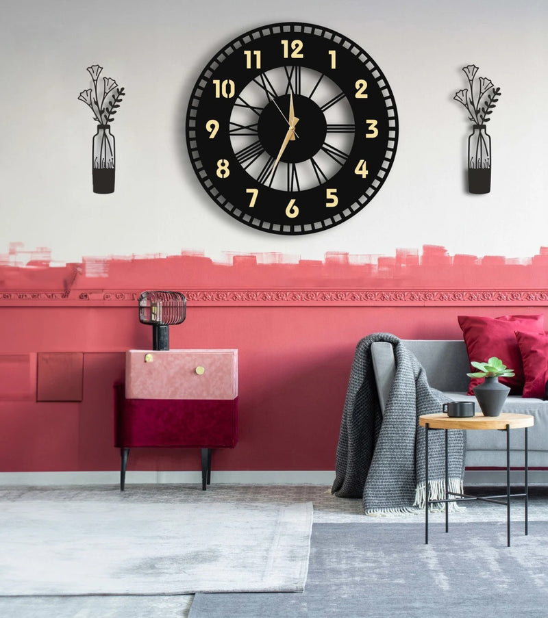 Vintage Modern – Roman Fusion Clock (18",20"24") INCH| Silent quartz| Customizable