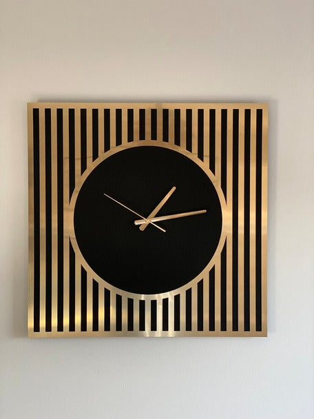 Golden Rhythm – Modern Metal Clock (20X20"),(24X24") INCH INCH| Silent quartz| Customizable