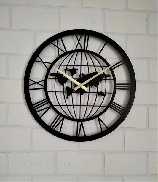 GlobeTime – World Map Wall Clock (18",20"24") INCH| Silent quartz| Customizable