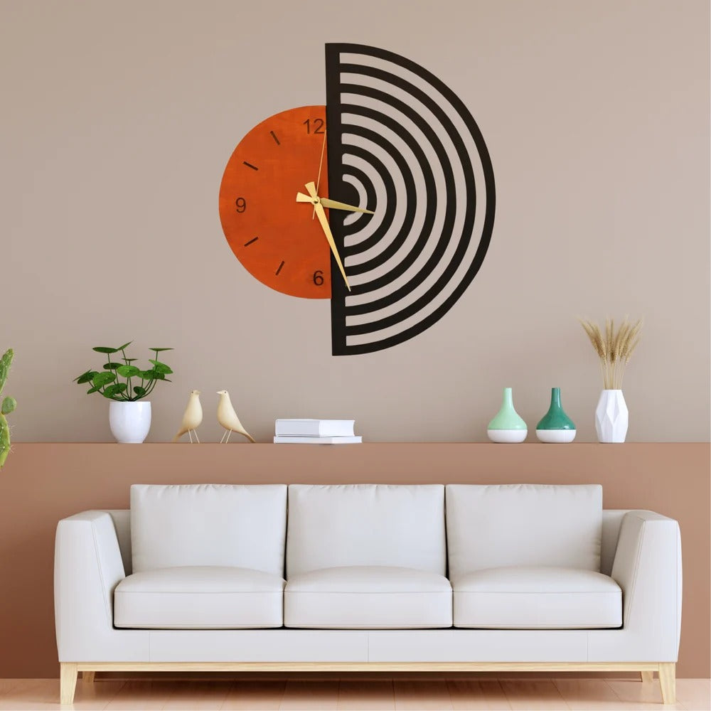 HalfArc Harmony – Designer Wall Clock (17x20",21x24)" INCH| Silent quartz| Customizable