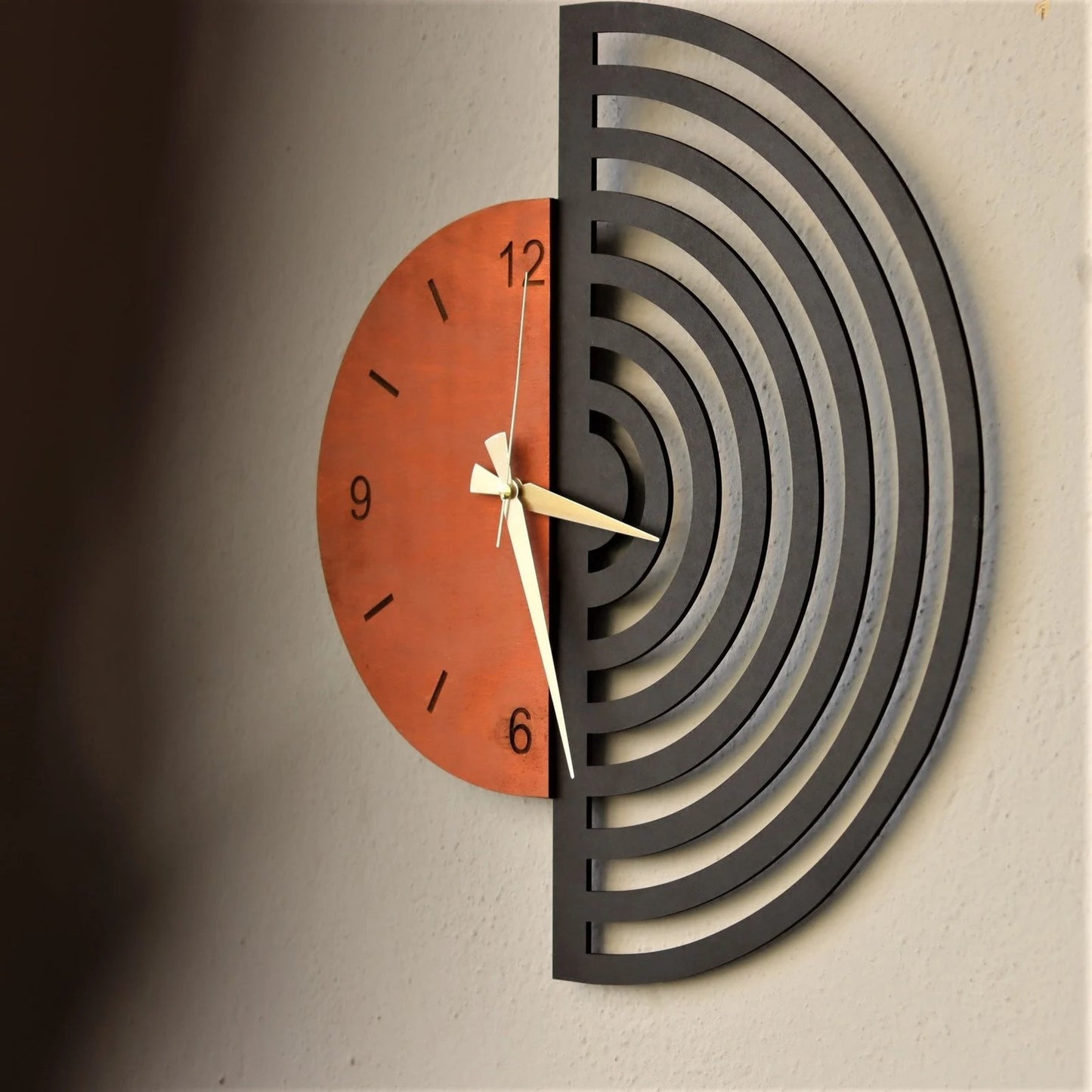 HalfArc Harmony – Designer Wall Clock (17x20",21x24)" INCH| Silent quartz| Customizable