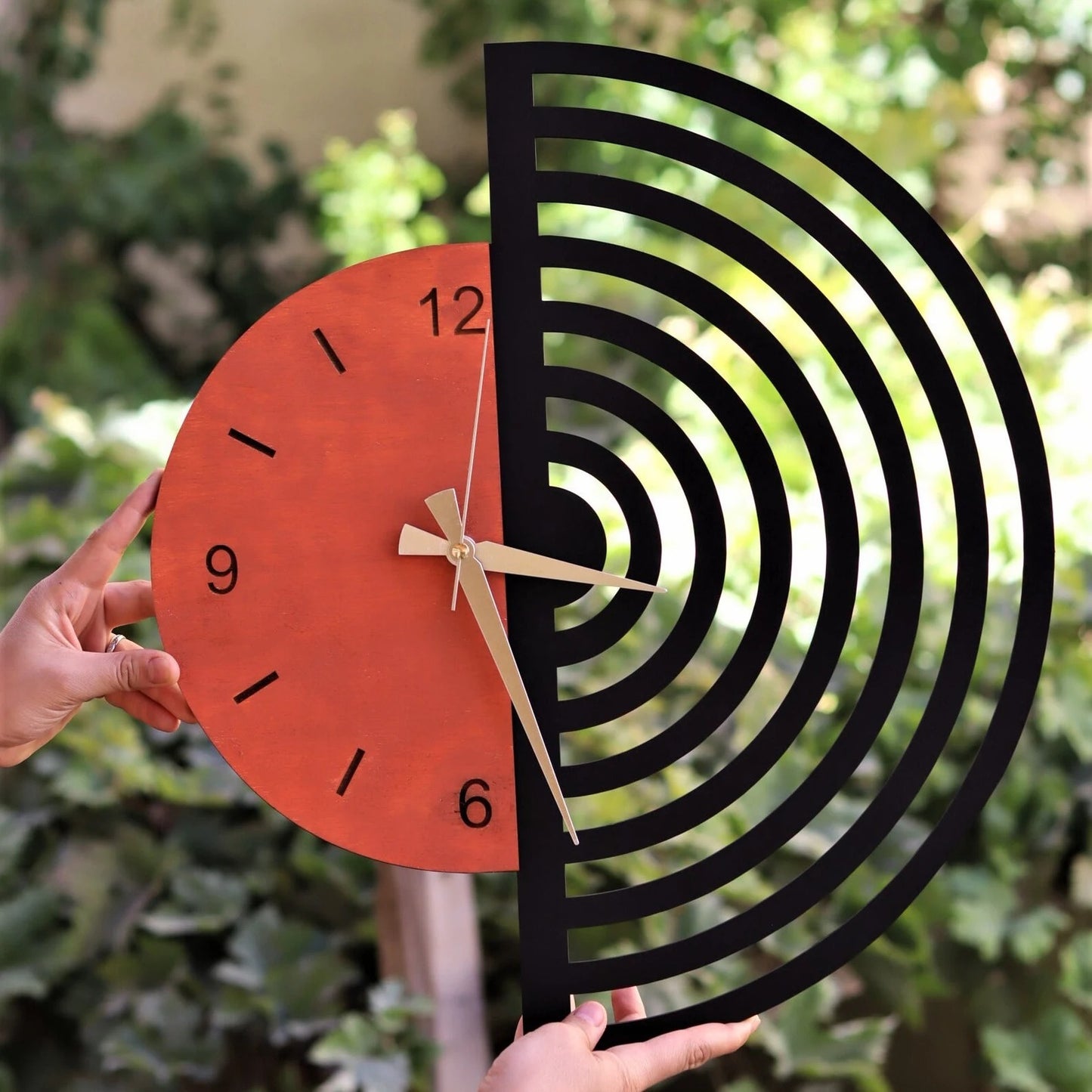 HalfArc Harmony – Designer Wall Clock (17x20",21x24)" INCH| Silent quartz| Customizable