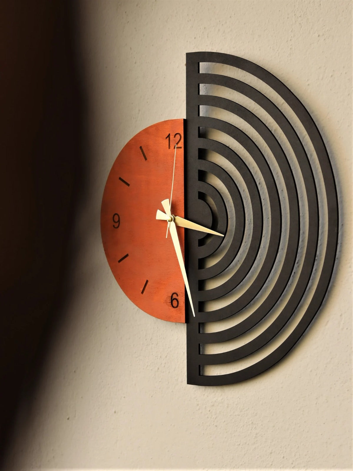 HalfArc Harmony – Designer Wall Clock (17x20",21x24)" INCH| Silent quartz| Customizable