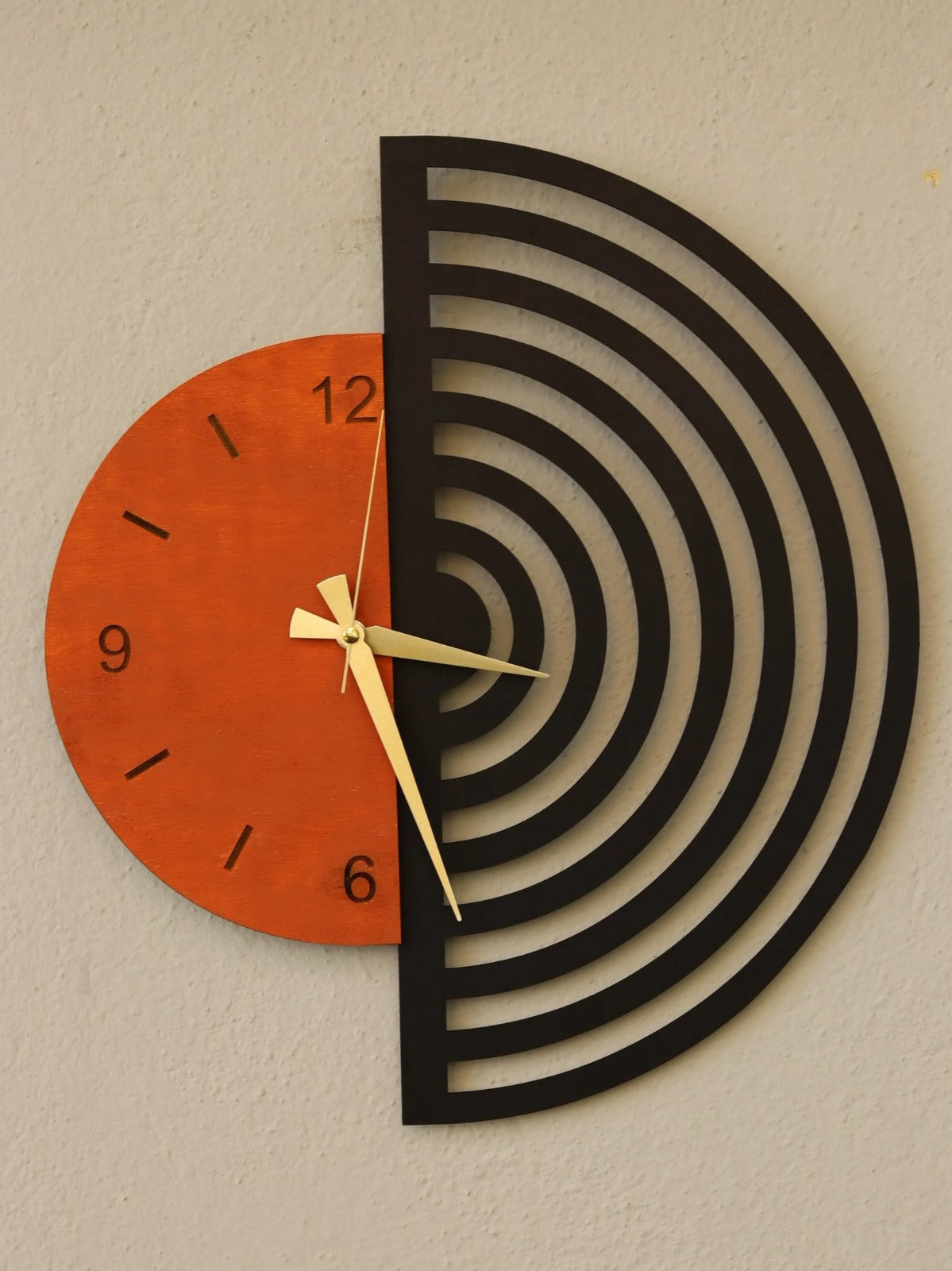 HalfArc Harmony – Designer Wall Clock (17x20",21x24)" INCH| Silent quartz| Customizable