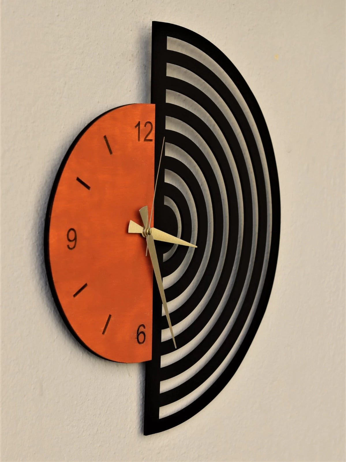 HalfArc Harmony – Designer Wall Clock (17x20",21x24)" INCH| Silent quartz| Customizable