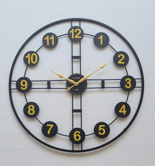 Midnight Metro – Black & Yellow Wall Clock (18",20"24") INCH| Silent quartz| Customizable