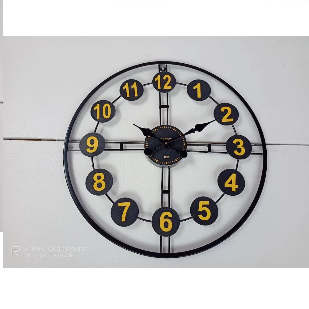 Midnight Metro – Black & Yellow Wall Clock (18",20"24") INCH| Silent quartz| Customizable
